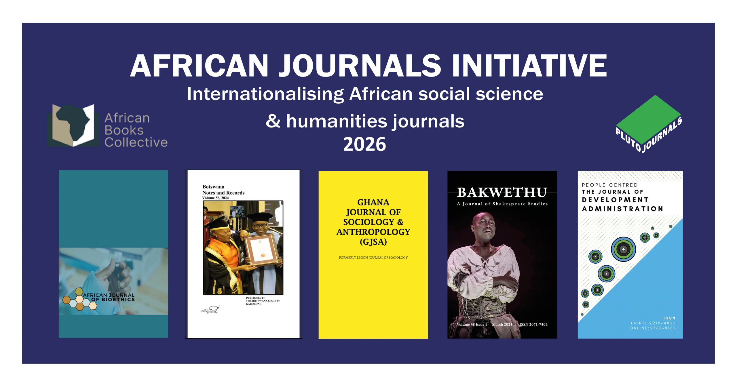 The covers of the confirmed titles for inclusion in the 2026 African Journals Initiative are displayed.