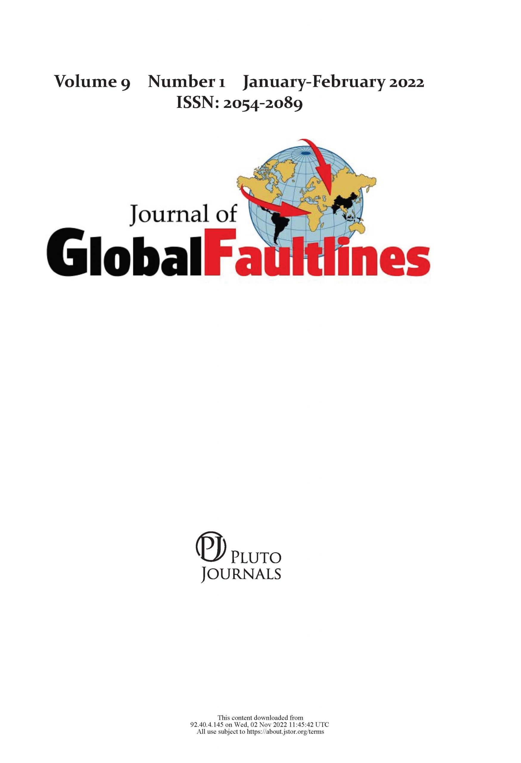 Journal of Global Faultlines Front Cover