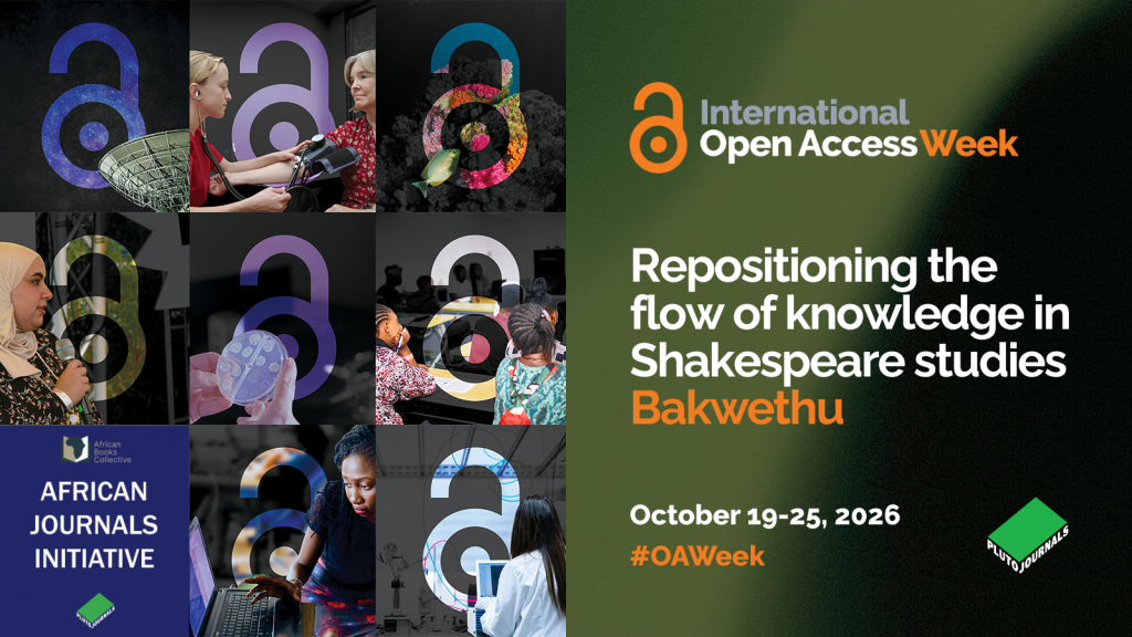 Open Access Week. The Cost of Knowledge. Repositioning the Flow of Knowledge in Shakespeare Studies. The image shows different users of publihsed academic research with the Diamond Open Access emblem.