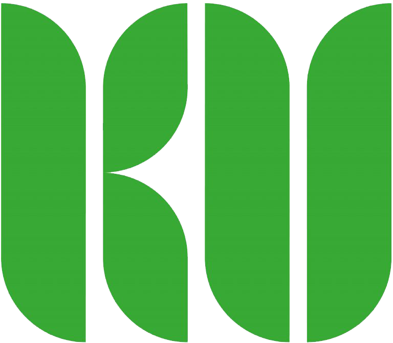 A bold and green letter 'K' and letter 'U'
